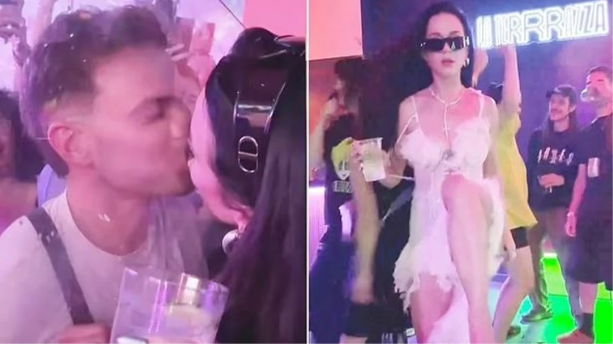 Barselona’da gittiği mekanda alkolü fazla kaçıran Amerikalı şarkıcı Katy Perry, bir hayranı ile öpüştü